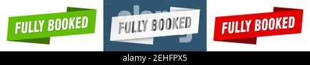 fully booked ribbon label sign set. fully booked banner Stock Vector