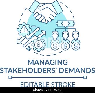 Managing stakeholders demands concept icon Stock Vector