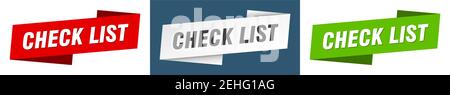 check list ribbon label sign set. check list banner Stock Vector Image ...