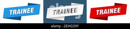 trainee ribbon label sign set. trainee banner Stock Vector