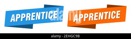 apprentice ribbon label sign set. apprentice banner Stock Vector