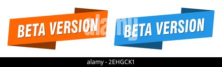 beta version ribbon label sign set. beta version banner Stock Vector