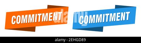commitment ribbon label sign set. commitment banner Stock Vector