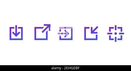 external link, download and login icons for web Stock Vector