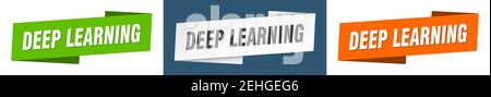 deep learning ribbon label sign set. deep learning banner Stock Vector