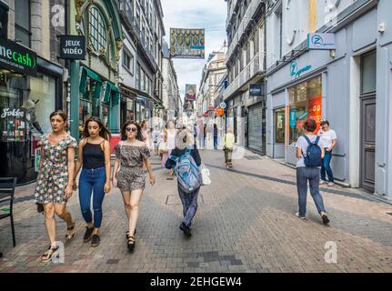 Rue du 11 Novembre, popular shopping street in Clermont-Ferrand, Puy-de-Dôme department, Auvergne-Rhône-Alpes region, France Stock Photo