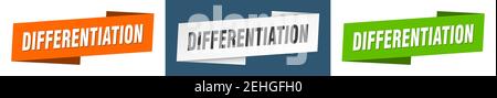 differentiation ribbon label sign set. differentiation banner Stock Vector