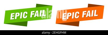 epic fail ribbon label sign set. epic fail banner Stock Vector