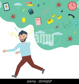 Overloading Vector Illustration with Busy work and Multitasking Employee to  Finish Many Documents or Digital Information in Hand Drawn Templates  25902255 Vector Art at Vecteezy