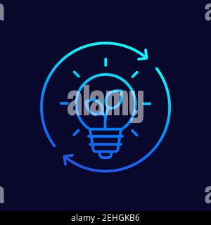 light bulb and plant icon, linear design Stock Vector