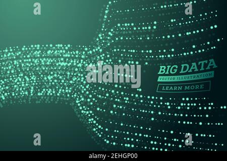Big Data Concept. Abstract Background. Wave of Dots and Weave Lines. Network Connection Structure. Vector Illustration. Stock Vector