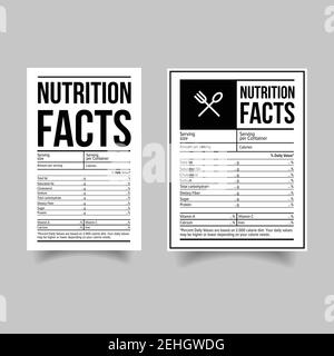 Nutrition Facts label set Stock Vector
