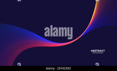 Abstract technology background. Vector illustration of glowing neon colored dynamic wave over blue background for your design Stock Vector