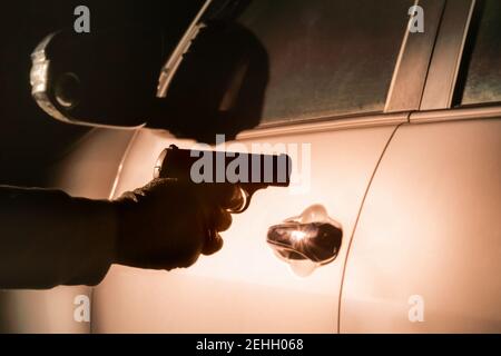 Night robbery on the street Stock Photo