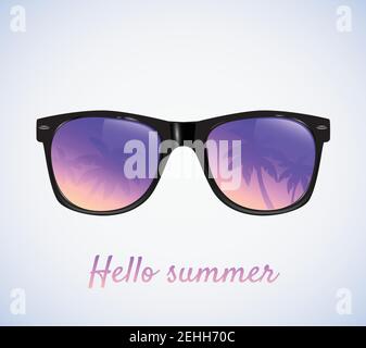 Sunglasses With Palms Reflection Vector Illustration Stock Vector