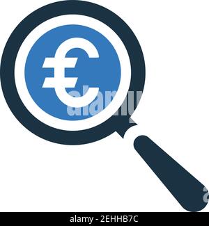Euro audit, find icon. Well organized and editable Vector design using in commercial purposes, print media, web or any type of design projects. Stock Vector