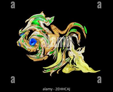 a single isolated abstract goldfish. colorful vector illustration. cartoon design Stock Vector