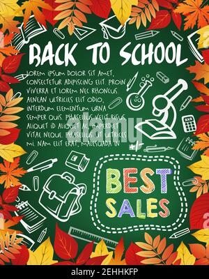 Sale offer poster of discount school supplies for welcome back to