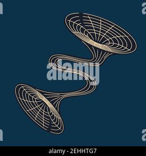 black wormhole with white isolated lines. vector Stock Vector