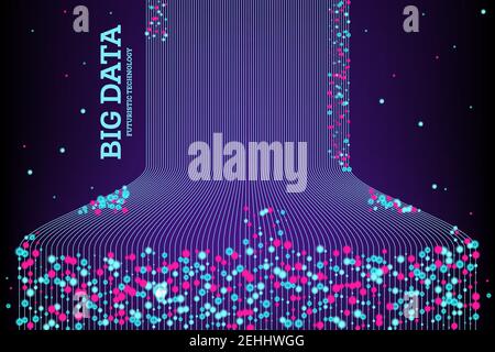 Big Data Concept. Abstract Background. Wave of Dots and Weave Lines. Network Connection Structure. Vector Illustration. Stock Vector