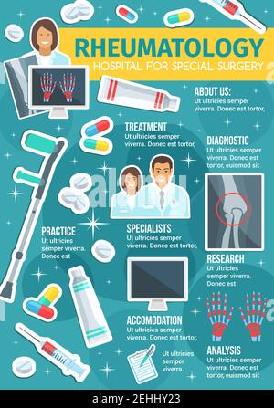 Rheumatology medical clinic poster. Vector design of rheumatologist ...