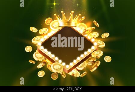 Casino Frame label frame, golden banner, border winner, Vegas game. Vector illustration Stock Vector