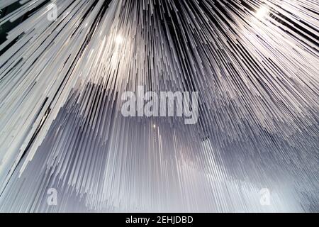 Gray vertical textured lines abstract pattern background, concept modern design and art Stock Photo