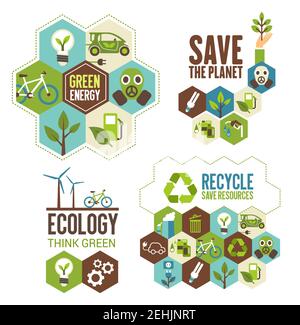 Ecology protection, green energy and recycle flat icon for eco concept. Green tree plant, wind turbine and solar panel, eco transport, bio fuel and ai Stock Vector
