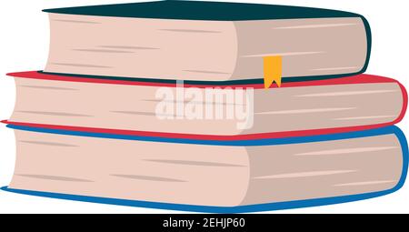 stack of books showing the pages over white background, flat style, vector illustration Stock Vector