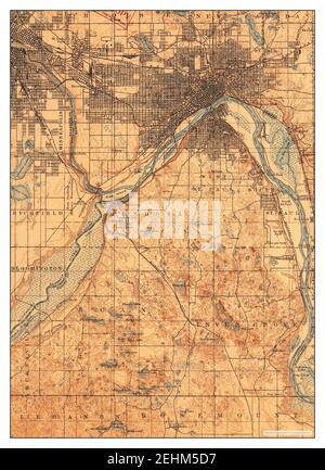 St Paul, Minnesota, map 1896, 1:62500, United States of America by Timeless  Maps, data U.S. Geological Survey Stock Photo - Alamy