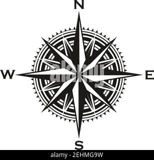 Navigation compass sign, Rose of Winds with direction arrows. Vector marine and nautical sailing cartography compass symbol with pointers to North, So Stock Vector