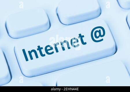 Internet access online button at sign blue symbol computer keyboard Stock Photo