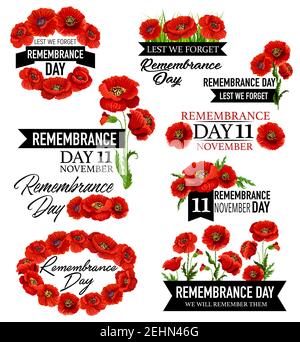 Remembrance Day poppy wreath card. So that we dont forget. Realistic ...