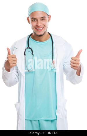 Young doctor smiling happy face success successful occupation job isolated on a white background Stock Photo