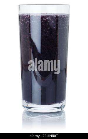 Blueberry smoothie fruit juice drink blueberries in a glass isolated on a white background Stock Photo