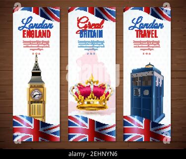 Set of england london travel vertical banners with big ben image vector illustration Stock Vector