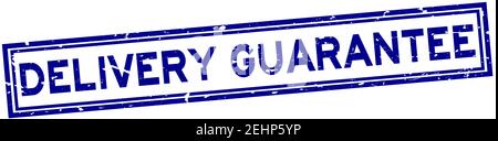 Grunge blue delivery guarantee word square rubber seal stamp on white background Stock Vector