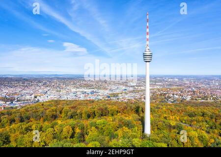 Stuttgart tv tower skyline aerial photo view town architecture travel copyspace copy space traveling Stock Photo