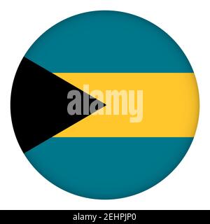 Flag of Bahamas round icon, badge or button. National symbol. Template design, vector illustration. Stock Vector