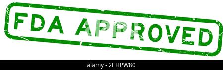 Grunge green FDA approved word square rubber seal business stamp on white background Stock Vector