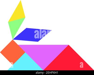 Tangrams Design Rabbit Tangram puzzle in rabbit shape on white background (Vector Stock Vector ...