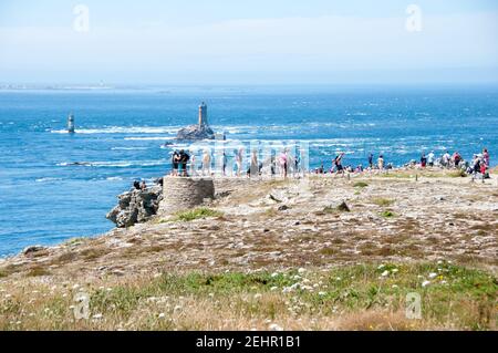 Tourists on the 'Pointe du Raz' In Brittany Stock Photo