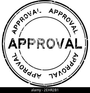 Grunge black approval word round rubber seal stamp on white background Stock Vector