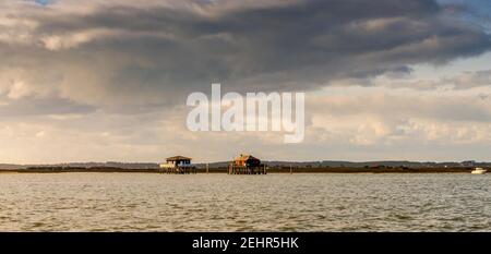 Typical huts of the Arcachon Basin in New Aquitaine, France Stock Photo