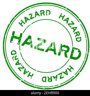 Grunge green hazard word round rubber seal stamp on white background Stock Vector