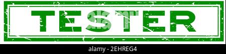 Grugne green tester word square rubber seal stamp on white background Stock Vector