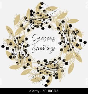 Seasons Greatings wreath vector pattern on a light background Stock Vector