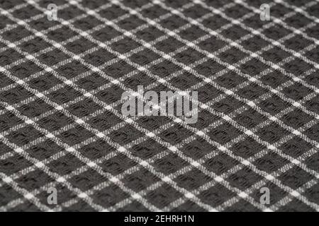 Black and white kitchen towel texture as a background, horizontal picture. Stock Photo