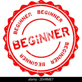 Grunge red beginner word round rubber seal stamp on white background Stock Vector