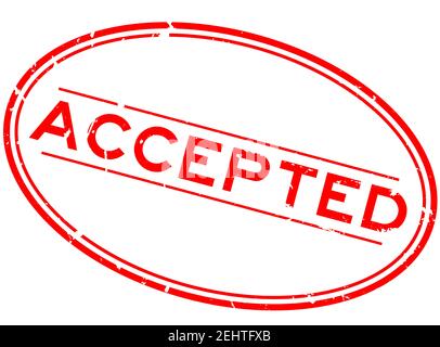 Grunge red accepted word oval rubber seal stamp on white background Stock Vector